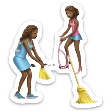 Two girls cleaning a verry expensive car with fashion clothes  sticker