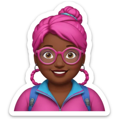 climber fat woman with dark pink bun hair and glassess sticker
