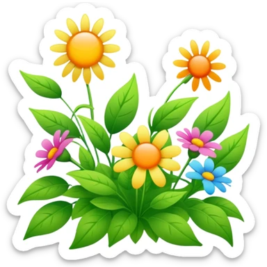 gentle wind blowing through leaves and flowers on a sunny day sticker