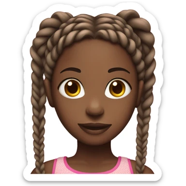 black girl with lots of black braids with pink at the front sticker