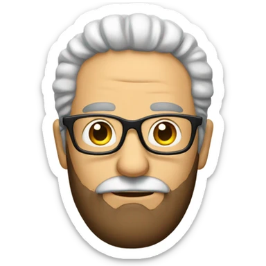 Guy with brown beard and reading glasses with his huge brain exposed sticker