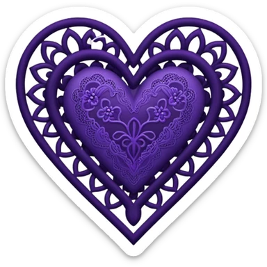 black and purple lace heart sticker