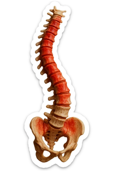 spina dorsale infiammata e storta, scoliosi, iperrealistico 4k sticker