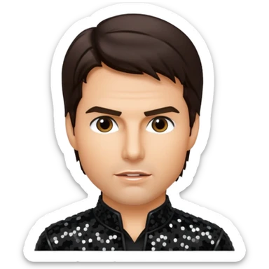 Tom Cruise with dark brown hair, black sequin outfit sticker