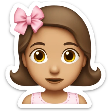Brown hair Mexican Girl with Baby pink bow sticker