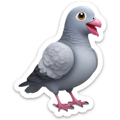 animated 2d cute pigeon with a heart in the beak sticker