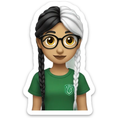 Mia Khalifa black braid white tshirt green sleeves slytherin logo sticker