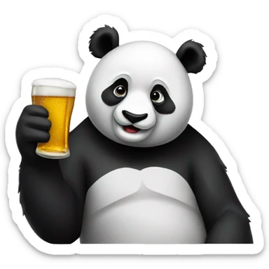 Panda drinking beer sticker