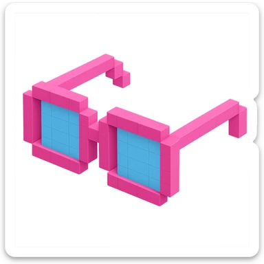 Voxel-style pink glasses, detailed and intricate sticker