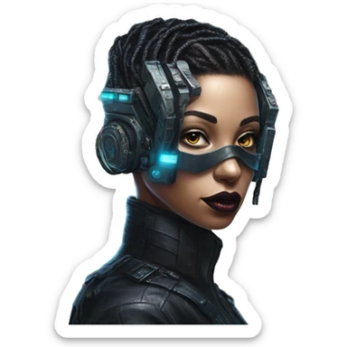 Cyberpunk hacker in bladerunner style, oil paint, epic eyes, intricate lips, exquisite pose, beautiful, desirable, logical sticker