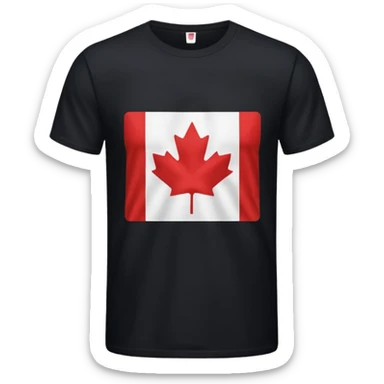 Isolated, realistic black tshirt, with Canadian flag graphic sticker