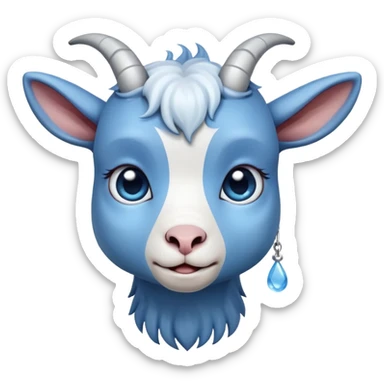 crying-cute-small-full body-blue goat-looking up sticker