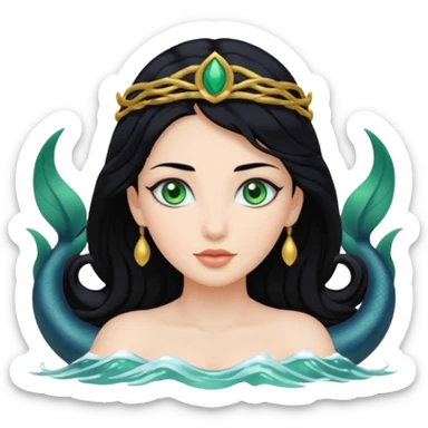 diosa del mar pelo negro piel blanca sticker