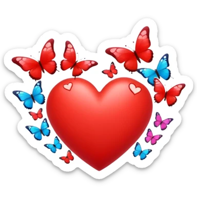 heart with spring butterflies sticker