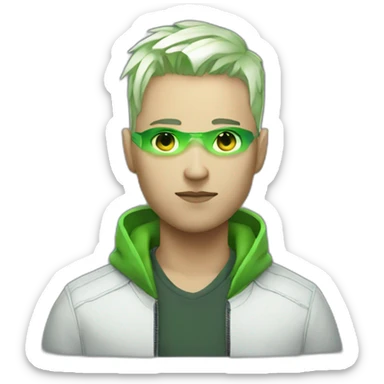 Cyberpunk White men with green gradient and short hair sticker