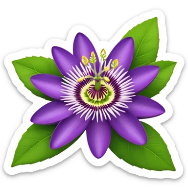Hyperrealistic ultra detailed 3d rendering, isolated vivid passion flowers  sticker
