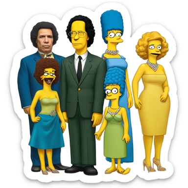 muammar gaddafi with the cast of the simpsons at the met gala sticker