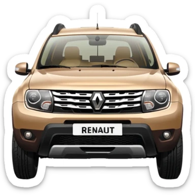 Front side of Renault Duster 2014. Beige colour  sticker