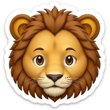 As un emoji de un león haciendo cara de malo con la melena un poco larga sticker