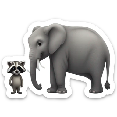 Raccoon with a elephant friend sticker