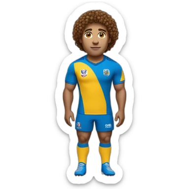 Rugby player With yellow and blue t-shirt and brown curly hair sticker