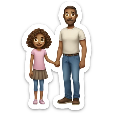 dad with blue eyes brown hair standing holding his young daughters hand sticker