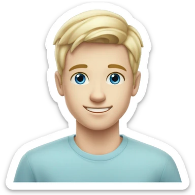 confident happy clean shaven pale teen boy with short blonde light hair blue eyes outdoor portrait sticker