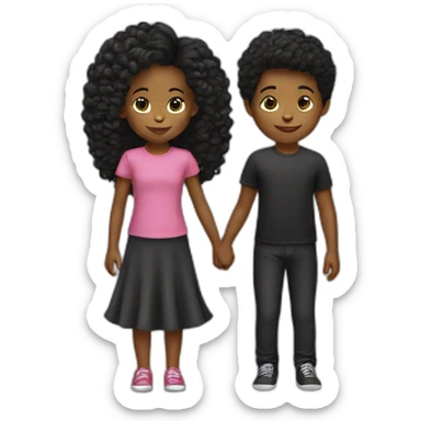 Beso niña a niño con el cabello negro  sticker