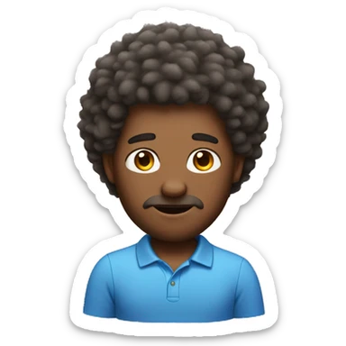  fluffy hair man with a polo shirt sticker