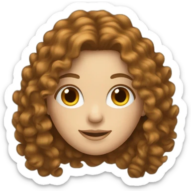 white woman with long brown curly hair sticker