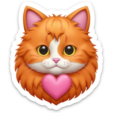 Gato naranja corazón rosa kawaii sticker