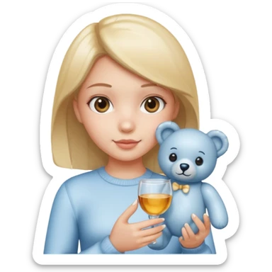 glass girl with single teddy bear sticker