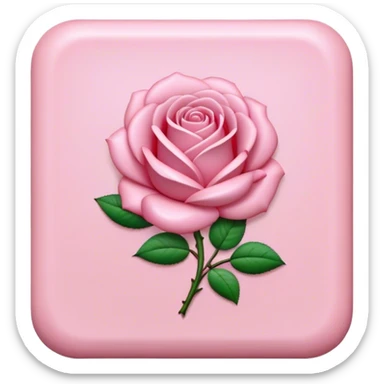 Create a 3D ultra detailed light pink colored square shaped button with a rose border sticker