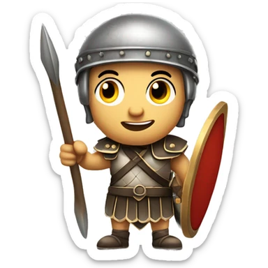  A Roman soldier with a daring expression, holding a spear in one hand and making a "rock" sign (the horns) with the other. A fun mix of history and modern attitude. sticker