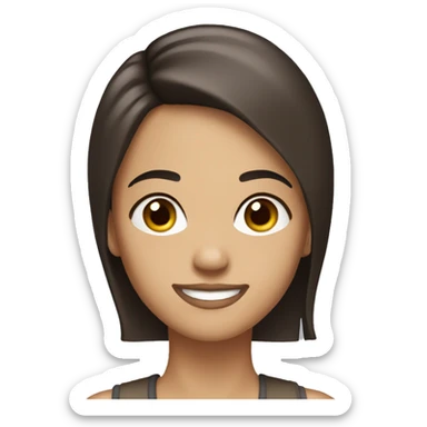 Tall slim girl with dark brown eyes and dark brown hair.She is smiling sticker