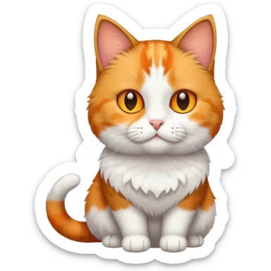 full body calico tabby + white cat with small head and fat body sticker