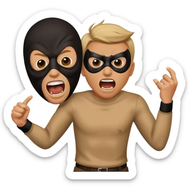 A man getting chased by a robber, screaming sticker