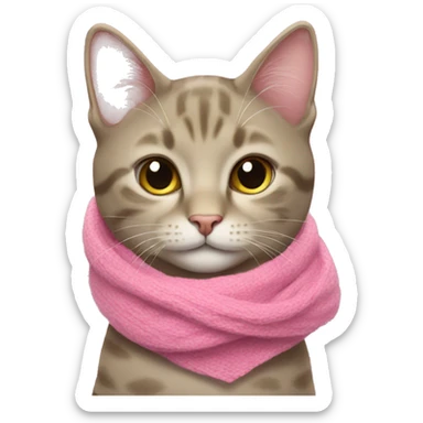 cat with pink scarf  sticker