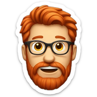 A red-haired guy with a red beard and glasses is surprised sticker