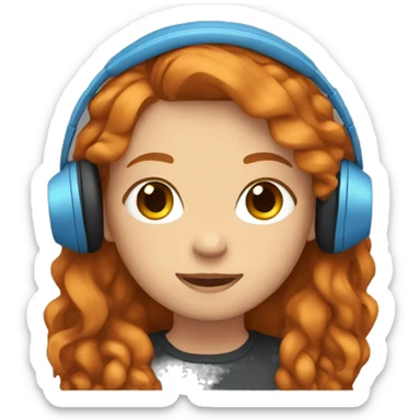 girl with ginger hair blue eyes and headphones  sticker