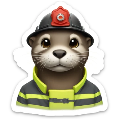 Otter wearing fireman’s hat sticker