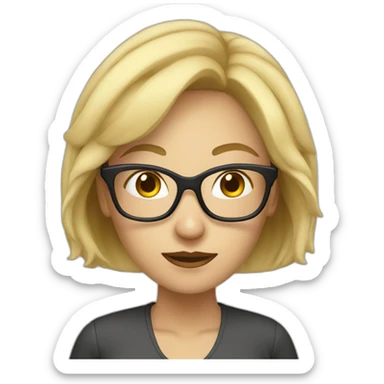 mighty quality assurance woman with blonde hair and glasses sticker