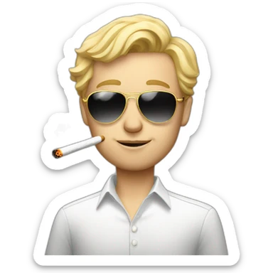 blonde white man with golden aviator glasses smoking cigarette sticker
