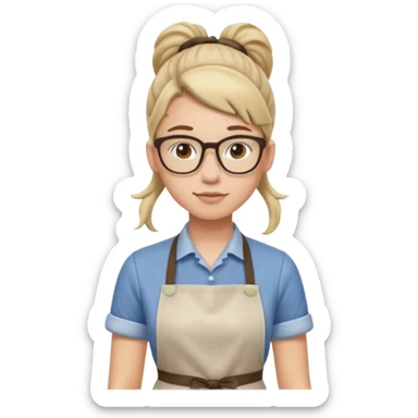 hipster barista ponytail sticker