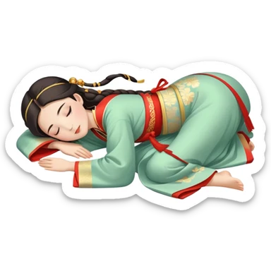 Beautiful girl in Hanfu lying on the ground sleeping sticker