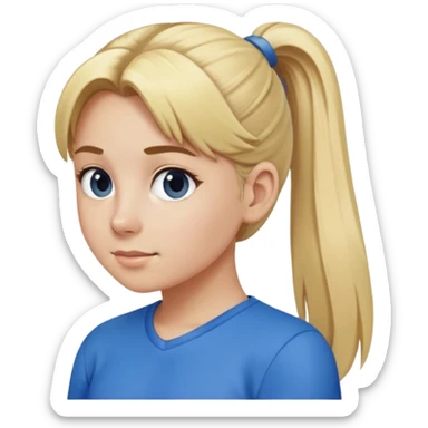 Chica rubia con coleta con ropa azul  sticker