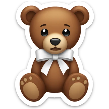 Brown teddy bear with white ribbon sticker