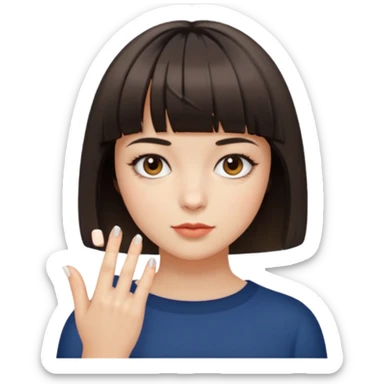 Short hair bob with a bangs girl with short nails  sticker