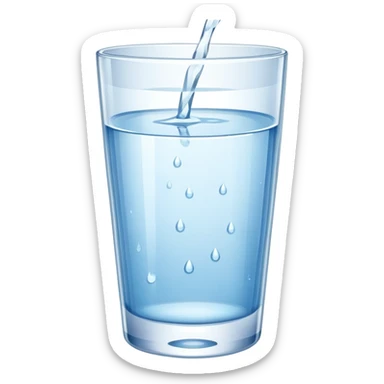 glass of water with water droplets, refreshing and clear sticker