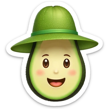avocado with a hat sticker